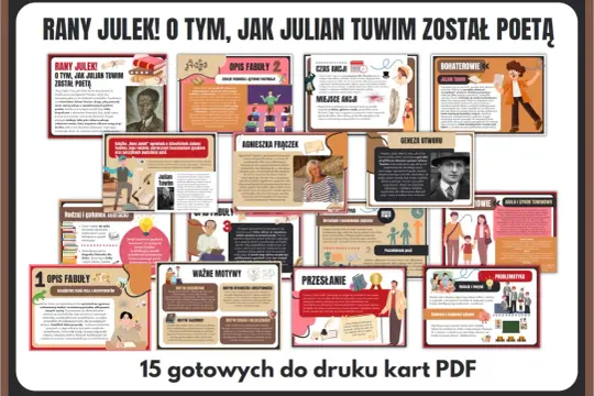 Rany Julek! O tym, jak Julian Tuwim został poetą – karty PDF o dzieciństwie, pasjach i drodze do sławy poety.
